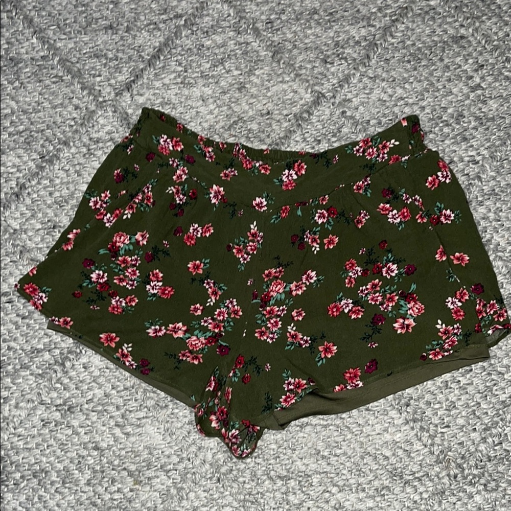 Torrid Green High Waist Floral Shorts